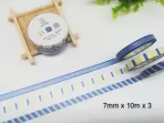 Washi Tape Lines and Stripes Blue and Yellow 3 rolls Set 7mmx10mx3 MT423b