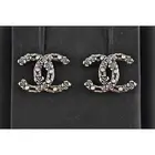 Chanel 22C Ruthenium Crystal Camellia CC Logo Large Statement Drop Stud Earrings