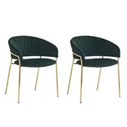 HomeStar Set of 2 Lex Velvet Fabric Dining Chair Gold Frame - Green