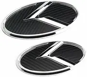 JUNBIE 2X Black Front Hood Trunk Emblem K Logo Badges for K Forte Rio Optima (Back Carbon)