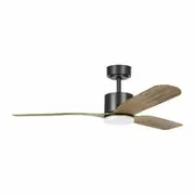 Eglo Iluka 52" DC ABS 3 Blade Ceiling Fan with 18W LED Tri Colour Light & Remote-Black/Timber
