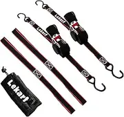 Lekarf Ratchet Straps, Retractable Ratchet Tie Down, 2PC Pack 1” x 12' with Breaking Load of 1200Lbs, 2 Loop Straps and Storage Bag for Motorcycle, ATVs, Boats, Hauling, Cargo Secure