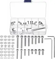 50PCS Headshell Screws, Universal Turntable Cartridge Headshell Mounting Kit, 304 Stainless Steel Button Head Hex Socket Cap Screws Bolts, Washers, Nuts Assortment Kit with Wrenches