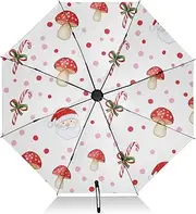 [RPLIFE] Compact Umbrella, Wind Proof Umbrella, Automatic Open/close, Compact Size for Women Backpacks/Handbags, Christmas Mushroom Polka Dots