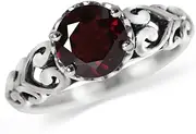 [Silvershake] 1.39ct. Natural Garnet 925 Sterling Silver Victorian Style Solitaire Ring