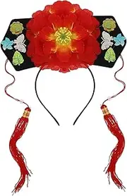 [FELTECHELECTR] Hanfu Wig Headband Qing Dynasty Hairclip Chinese Costume Hairband Princess Headband Flower Clip for Cultural Events