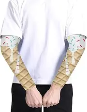[Generic] Compression Arm Sleeve,Cooling Arm Sleeves - Color Matching Elbow Protector Ice Cream Themed UV Protection Cover for Women Cycling Exercise Travel Indoor Fishing Golf Hiking