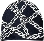 [2THESTARS] Y2K Beanie Hat for Men & Women Trendy Soft Stretchable Winter Cap, Chain Design Cold Knit Weather Accessory - Black, Black, Medium