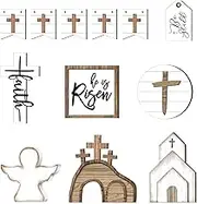 Easter Tiered Tray Decorations Set, Religious Wooden Signs, Easter Tray Decorations, Tiered Tray Signs, Easter-Themed Tiered Tray Decorations with Religious Wooden Signs for a Rustic Farmhouse Style