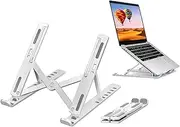 Laptop Stand,Adjustable Desk Laptop Holder, Portable Foldable Ergonomic Laptop Stand for MacBook Pro, Dell XPS HP ASUS Lenovo iPad, Lightweight ABS White Plastic Tablet Stand 10-14 Inch
