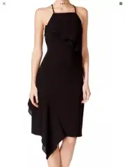NWT Betsey Johnson NEW Black Women Size 2 Cross-Back Bib-Neck Sheath Dress $138