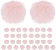 uxcell 35-Pack Faux Fur Pom Poms, 1.2 Inch/ 1.2 cm Soft Fluffy Pompoms Balls Faux Rabbit Fur with Elastic Loop for Hats/Bags/Keychains/Knitting Accessories/DIY Crafts [Pink]