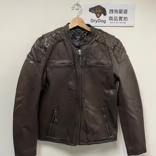 跩狗嚴選 極度乾燥 Superdry Moto Racer 重機 騎士 真皮 外套 皮衣 復古風格 圓領 巧克力棕 咖啡