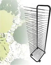 Art Drying Rack,Metal 30 Shelve Floor Standing Drawing Board Storage Rack,Stack Rack for Painting,Spinner Wheels,Suitable for Home and School