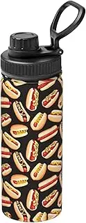 Fun Food Hot Dogs Camping Hiking Hydration Flask,Stainless Steel Outdoor Water Bottle,Double Walled Insulated