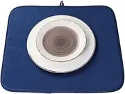 OFFSCH Dish Drying Mat Absorbent Table Mat for Kitchen Heat Resistant Rectangular Design Non Slip Coaster Blue for Dish Racks and Countertops Easy to Clean and Store