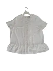 Asos Curve Womens Size 16 White Lace Ruffled Hem Top Blouse