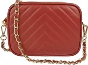 [Parubi] Women's Messenger Bag in Genuine Quilted Leather, Ceremony Bags, Made in Italy, Matelassé Small Bag with Chain Crossbody Clutch, Women's Elegant Girl