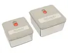 QG Set of 2 Square Plastic Food Storage Container with Lid 70 & 40 oz Grey/ Red