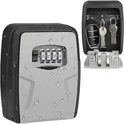 Diyife Large Key Boxes Wall Mounted, [10 Keys] Key Lock Box Outdoor for House, Car Keys, Cards, 4-Digit Combination Waterproof Lock Box Key Safe, Security Box for Home Office Garage School Airbnb-Grey