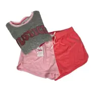 JUSTICE Girl’s 2-Pc Shorts/Top Pajamas Sz XLP Multi Colors Elastic Waist