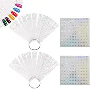 Nail Art Tips Ring Stick, Nail Display with Ring, Nail Tips Nail Display, Nail Stick Display, and 2 Pieces Number Stickers 1-100, for Display and Practice DIY Nail Art Nail Salons (Transparent)