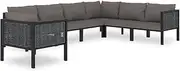 7 Piece Garden Lounge Set with Cushions Poly Rattan Anthracite Patio Bar Sets