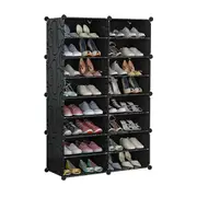 Black DIY Cube Shoe Cabinet Rack Storage Stackable Organiser 2 Column 8 Row