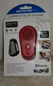 New SoundLogic XT Bluetooth Slimmest Selfie Hands Free Speaker w Mic & remot red