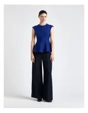 [Cue] Sapphire Viscose Blend Peplum Top