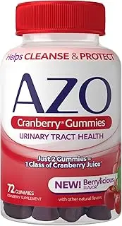 AZO Cranberry Urinary Tract Health Gummies Dietary Supplement | 2 Gummies = 1 Glass of Cranberry Juice | Helps Cleanse & Protect* | Natural Mixed Berry Flavor | 72 Gummies