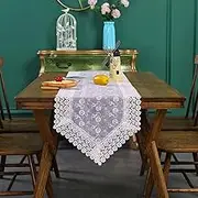 Vintage Lace Table Runner Overlay Embroidered Floral Table Runners for Rustic Chic Wedding Reception Party Table (Color : Pink, Size : 40x160cm/15.7x63in)