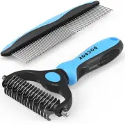 Pet Grooming Brush Two Sided Shedding and Dematting Undercoat Rake Comb