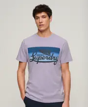 Cali Striped Logo T-Shirt | Light Lavender Purple Slub