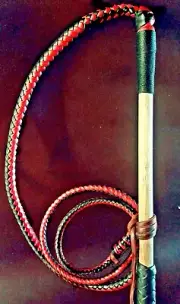 6ft 8 plait Grey Species Kangaroo leather Stock whip 2 tone