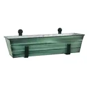 ACHLA Small Green Flower Box with Wall Brackets, Cape Cod White - C08-WM