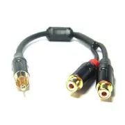 Y Adapter Cable/Lead-T Subwoofer Audio Sub 2 RCA Female to 1 Male Phono Splitter