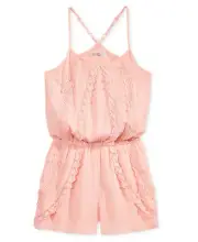 Kandy Kiss Girls Scalloped Romper (XLarge, Baby Peach)