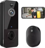 Wireless Doorbell Camera with Chime, Smart Video Doorbell Security Camera with ，