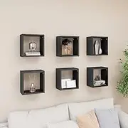 Wall Cube Shelves 6 pcs High Gloss Grey Storage Display Organizer Home Decor