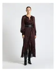 [Cue] Lurex Geo Midi Dress in Merlot