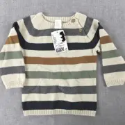 NEW H&M Baby Knit Sweater Size 0 (6 - 9 Months) Brown Striped Pullover Jumper