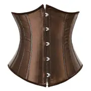 Sexy Gothic Underbust Corset And Waist Cincher Bustiers Top Workout Shape Body Belt Plus Size Lingerie S-3xl brown L