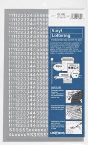 CHARTPAK Self-Adhesive Vinyl Numbers, 1/4 Inch 718 Count (Pack of 1), White