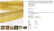 ZNZAKKA Gold Fringe Trim 12 Yards Tassel Trim Chainette Fringe Sewing