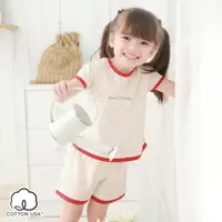 在飛比找momo購物網優惠-【annypepe】女童短袖居家服 純棉 點點印花-紅110