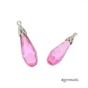 1x Sterling Silver Pink Cubic Zirconia Teardrop Pendant Earring Charm Bead 51552