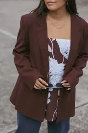 [PUP14] Rhodes Oversized Blazer - Espresso L Brown