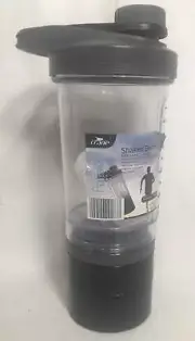 Crane Fitness Shaker Bottle 24 fl oz Blender Ball Clear Gray Black Storage