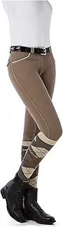 [Equi-ThËme] Equi-Theme/Equit'M Unisex's 979440534 Verona Breeches, Taupe/White Contrasts and Piping, One Size